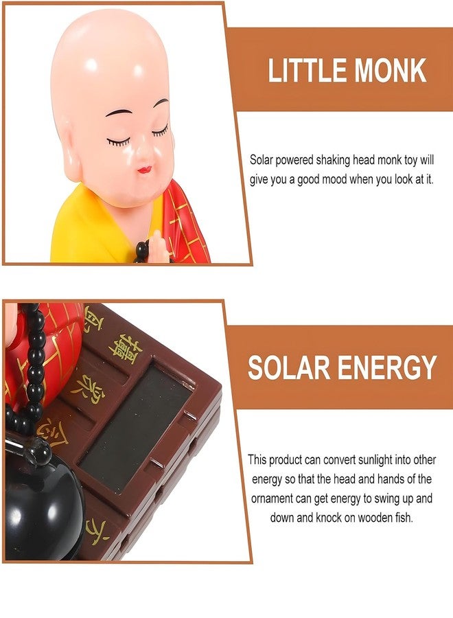 Oblivion Solar Powered Sitting Buddha Statue 1 Pc - Home Decoration Items for Living Room, Shaking Head Monk Figurine for Car Dashboard, Health, Wealth & Prosperity, Meditation Ornament (Red-Large) - Image 3